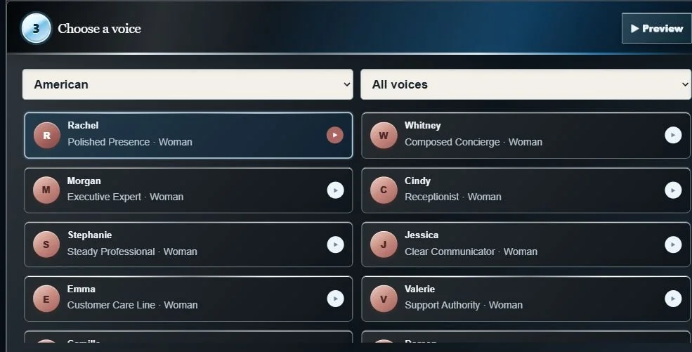 AnswerCraft voice selection