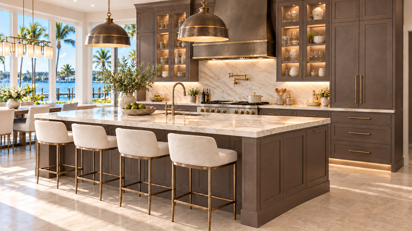 MDI Inset cabinetry in Truffle Brown in a luxury kitchen