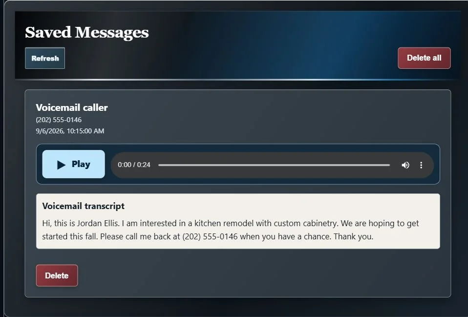 AnswerCraft voicemail transcript and recording