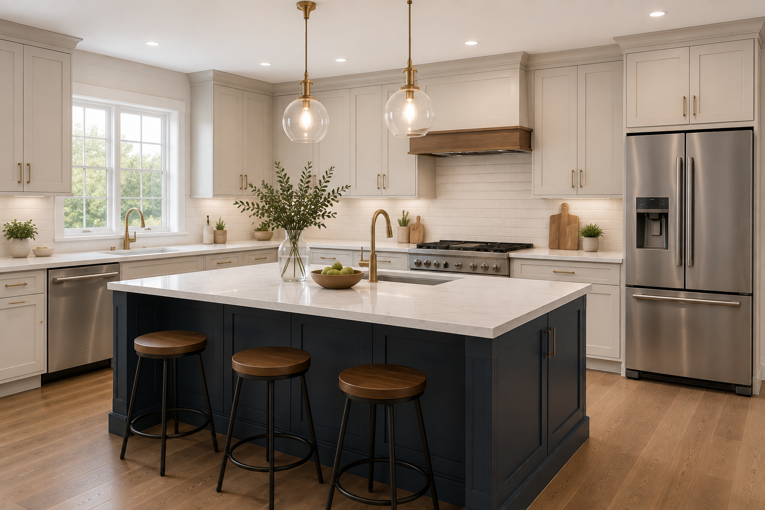 Catalina Shaker kitchen featuring contrasting cabinet finishes