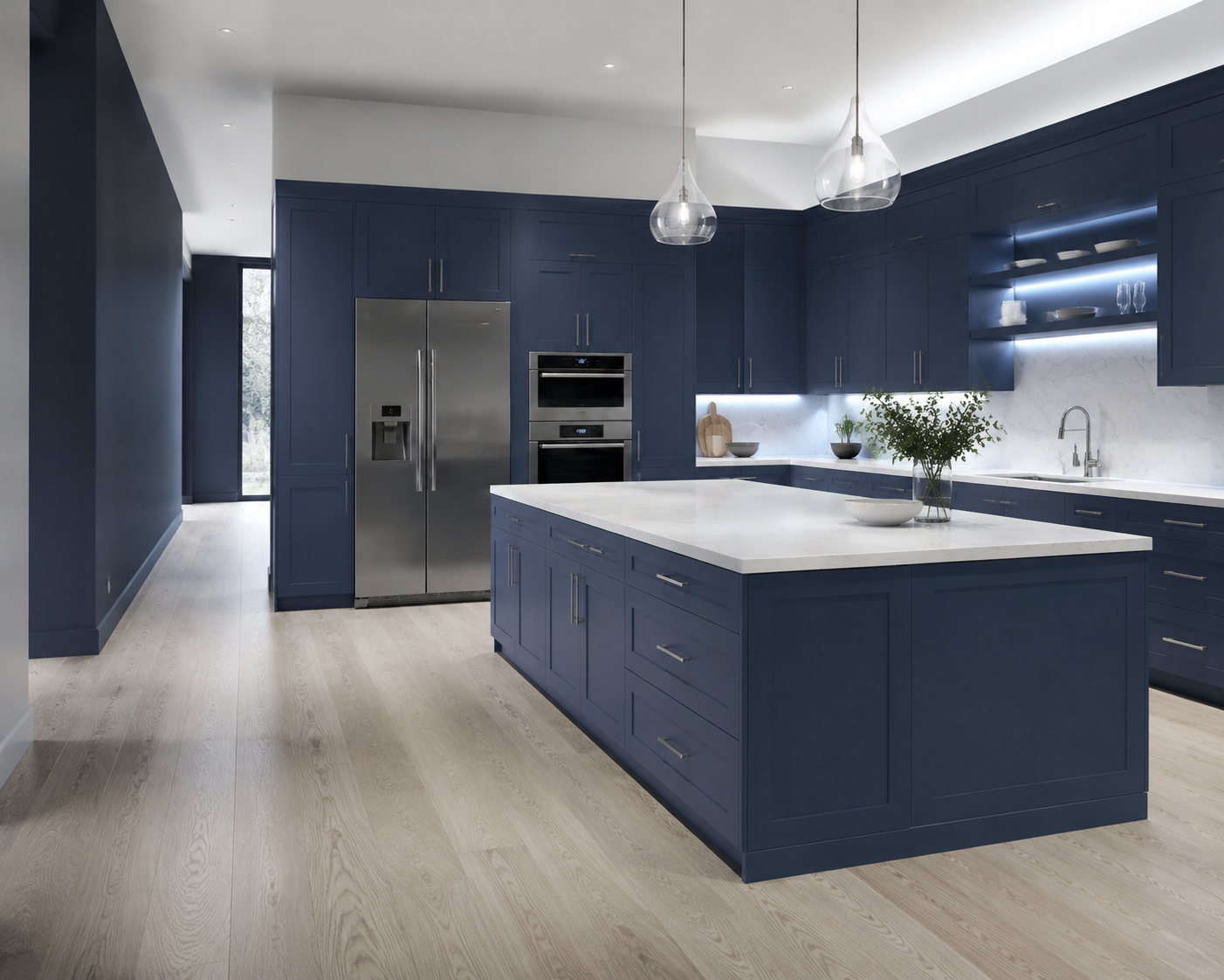 Shaker Blue full-overlay luxury kitchen