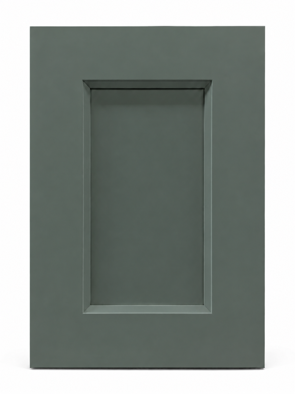 Pewter Green cabinet door corner profile close-up