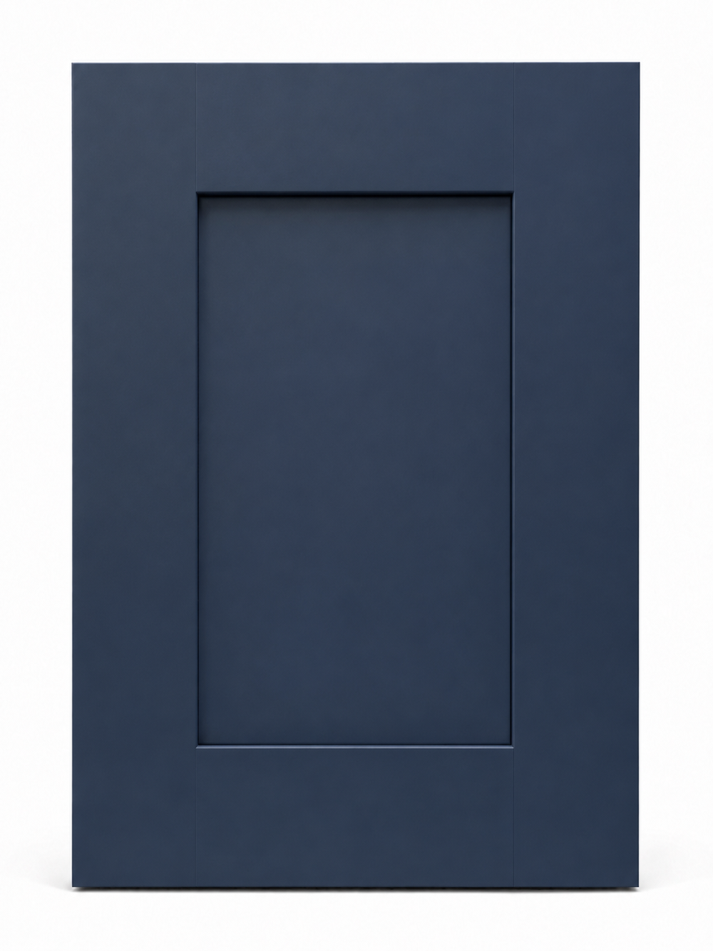 Shaker Blue cabinet door corner profile close-up