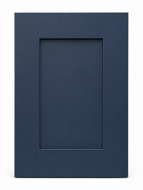 Shaker Blue full-overlay cabinet door