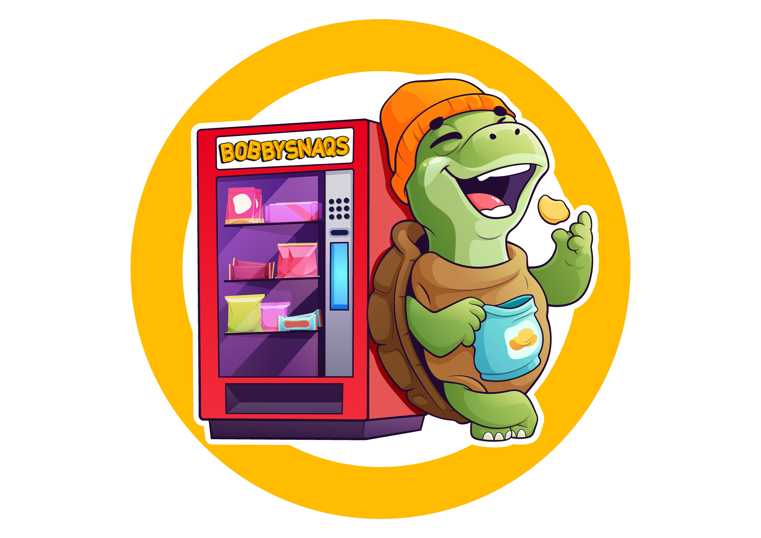 BobbySnaqs turtle and vending machine logo