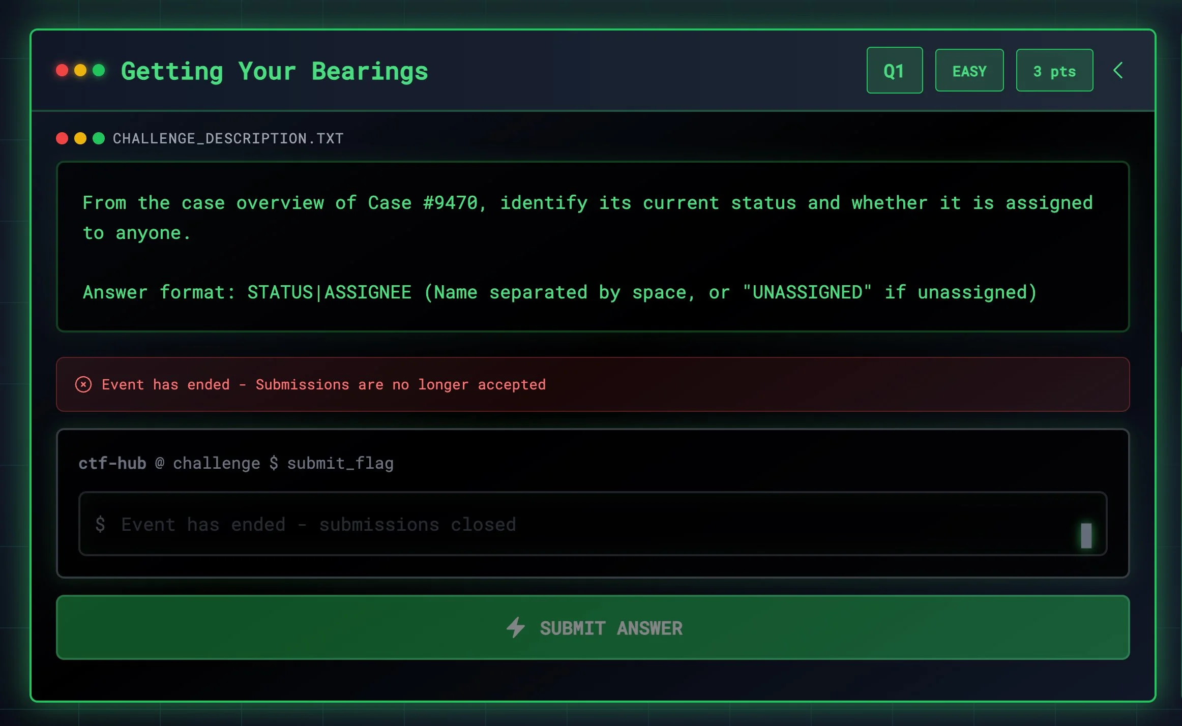 Cortex XSIAM Capture-the-Flag challenge question screen