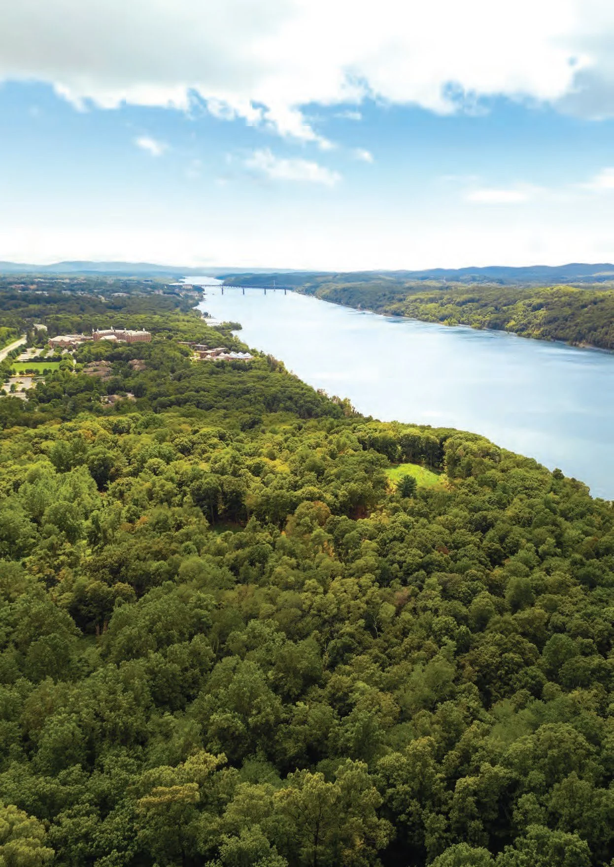 Aerial view of the Hudson River and woodland