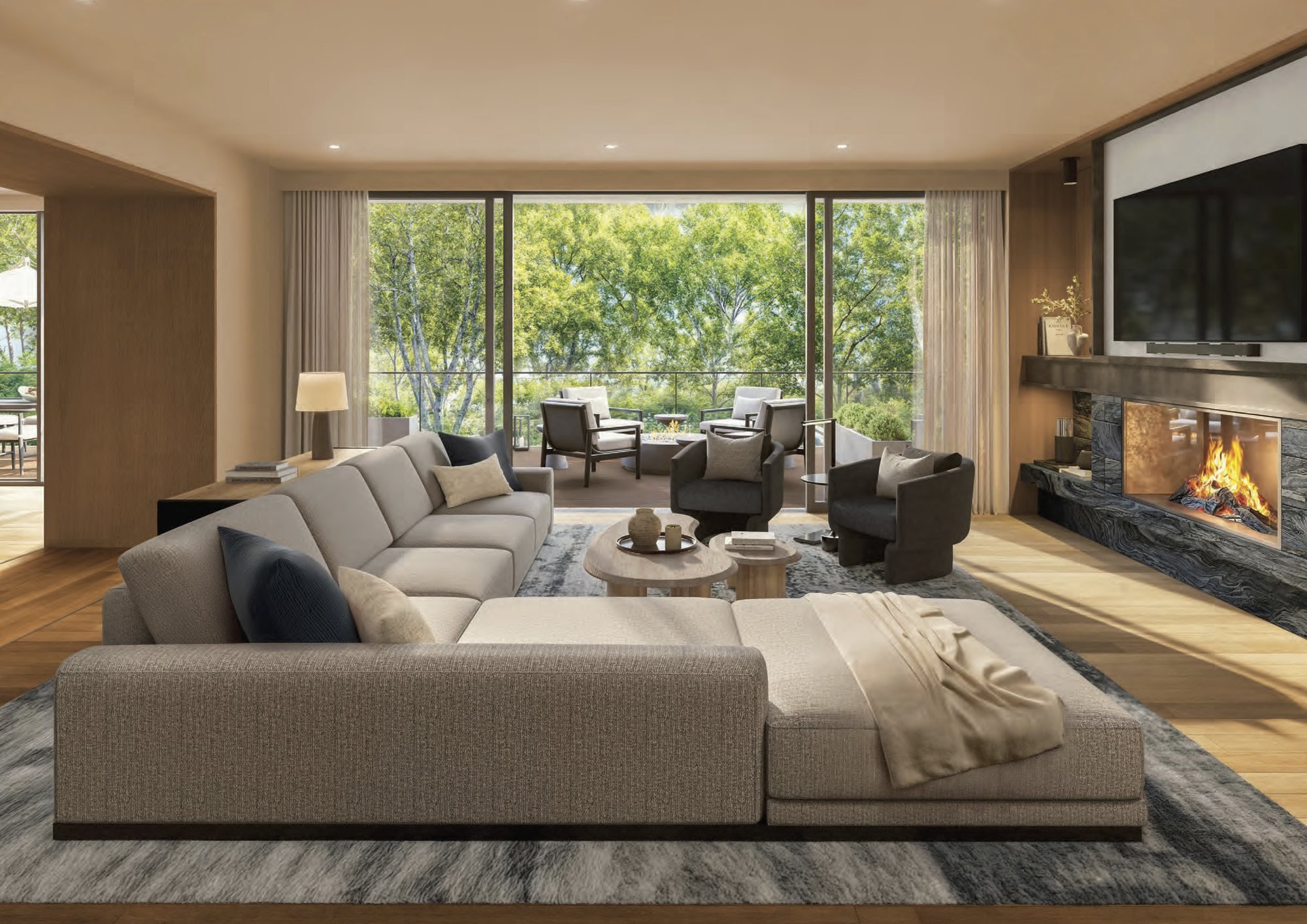 Private Home living room with fireplace
