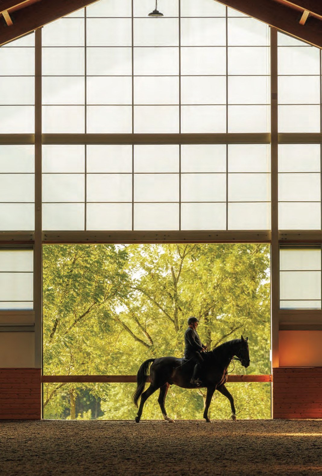 Rider in an equestrian barn