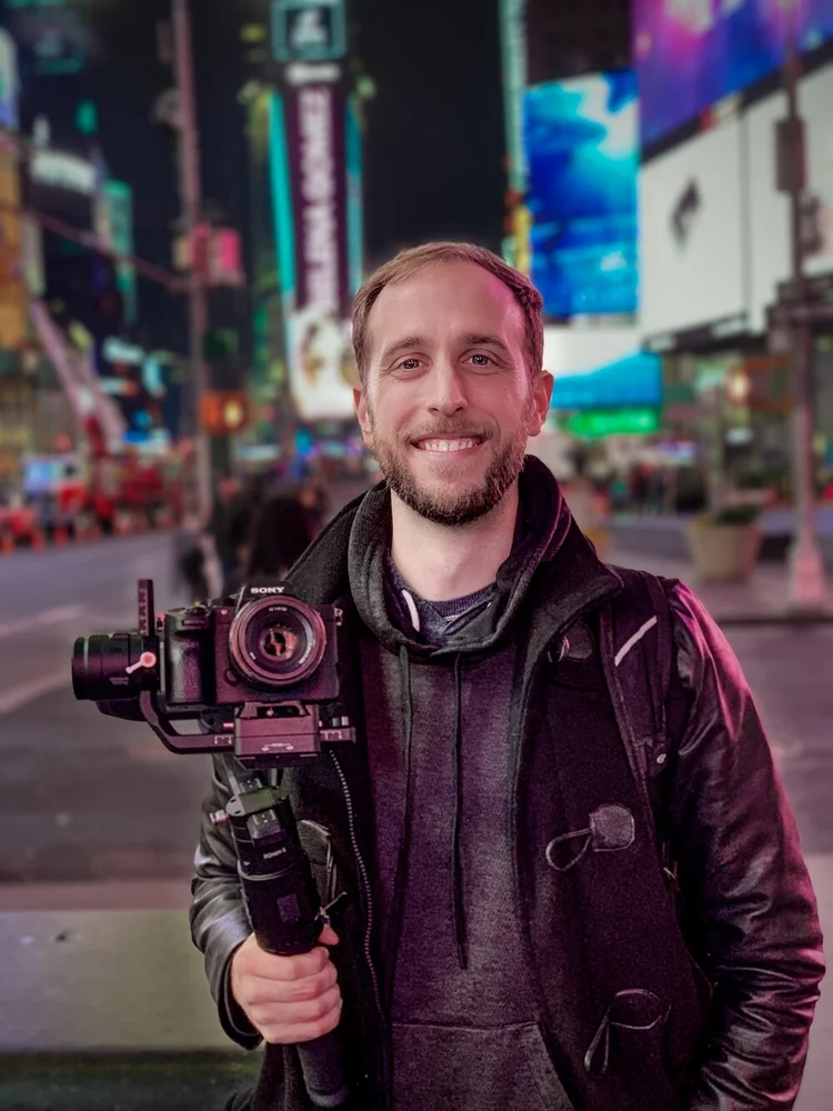 David Martin holding his camera in New York