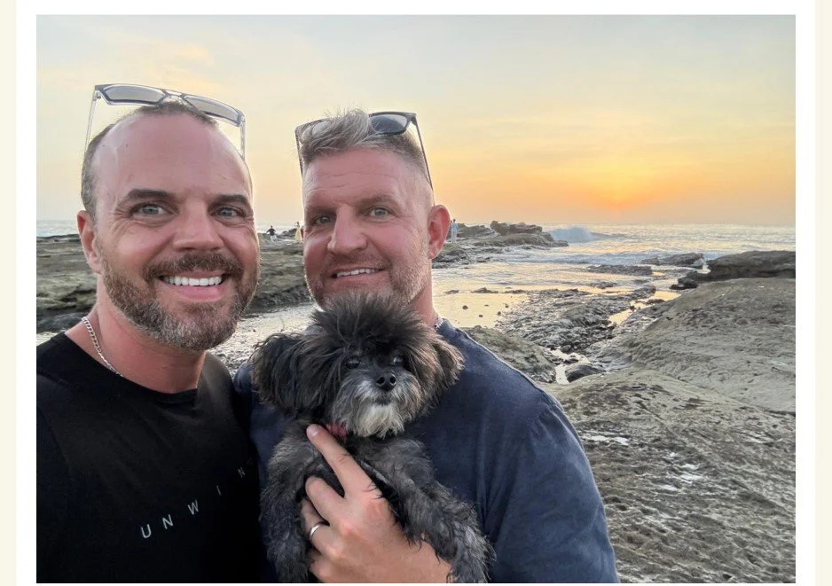 Ryan, Yannick and Muffin at the beach