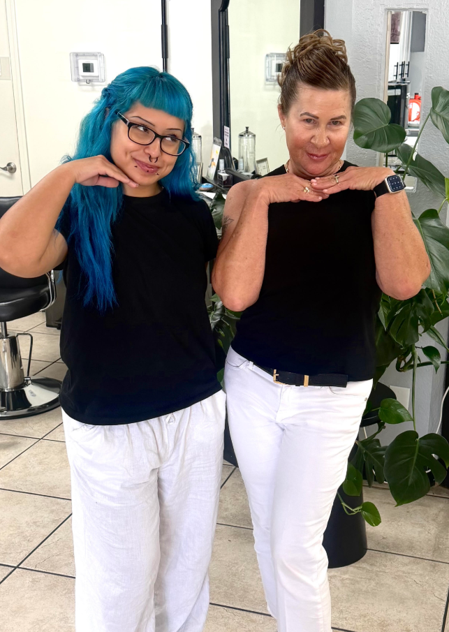 Pam and a member of the Skintastics team