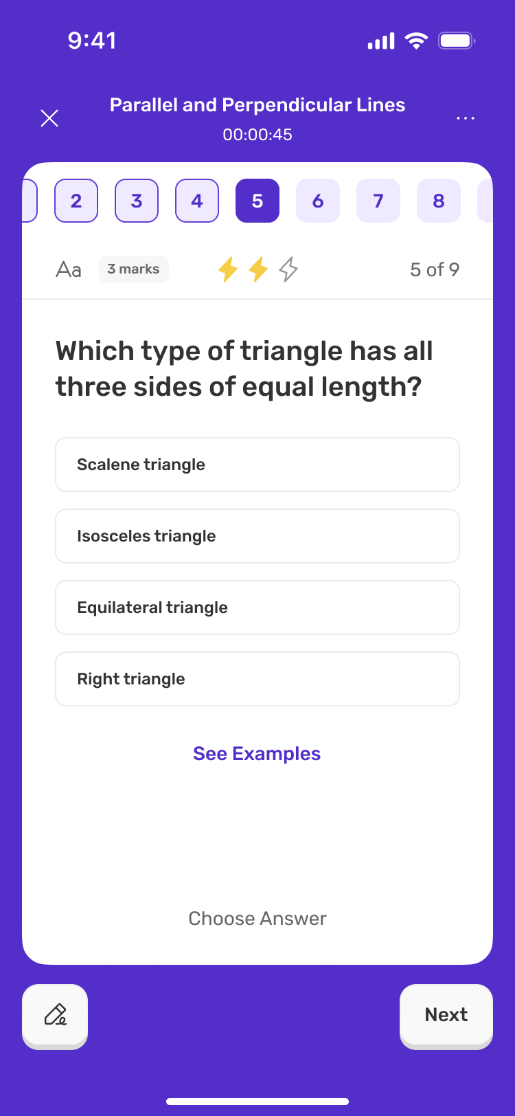 Exam question navigation