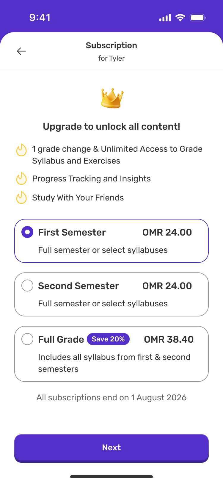 Redesigned subscription options