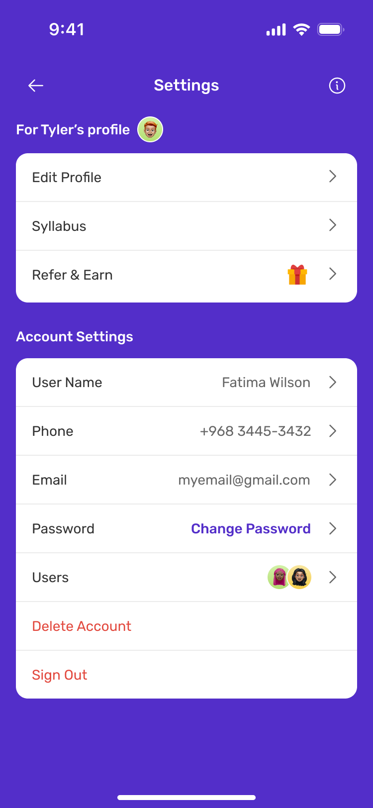 New referral entry point in settings