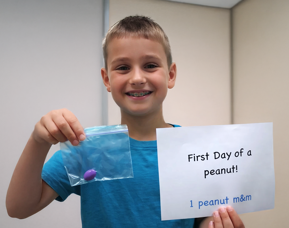 NYFA patient on his first day of eating peanuts