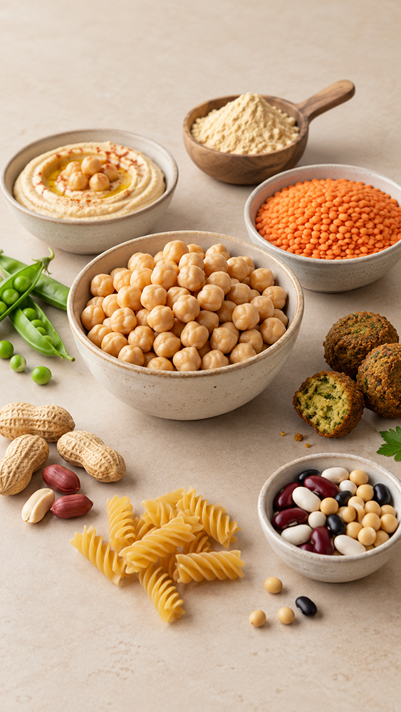 Chickpeas, lentils and peas illustrating chickpea allergy and legume cross-reactivity