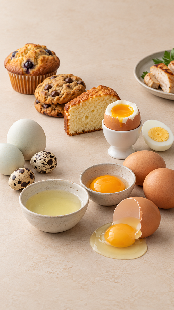 Baked egg foods illustrating egg allergy and egg ladder considerations