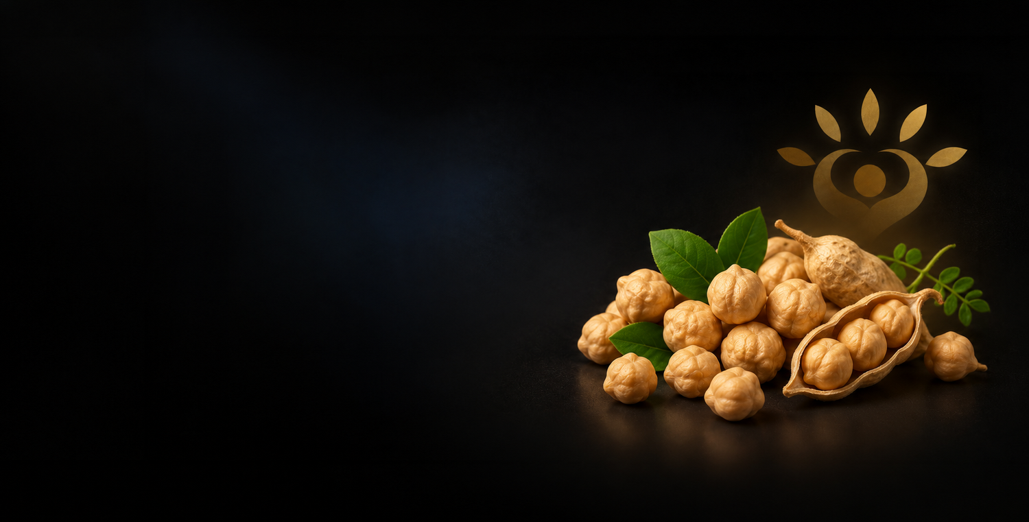 Chickpeas on a dark background for the NY Food Allergy & Wellness chickpea allergy page