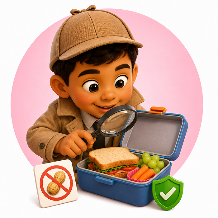 Safety Detective allergy lunchbox detective artwork