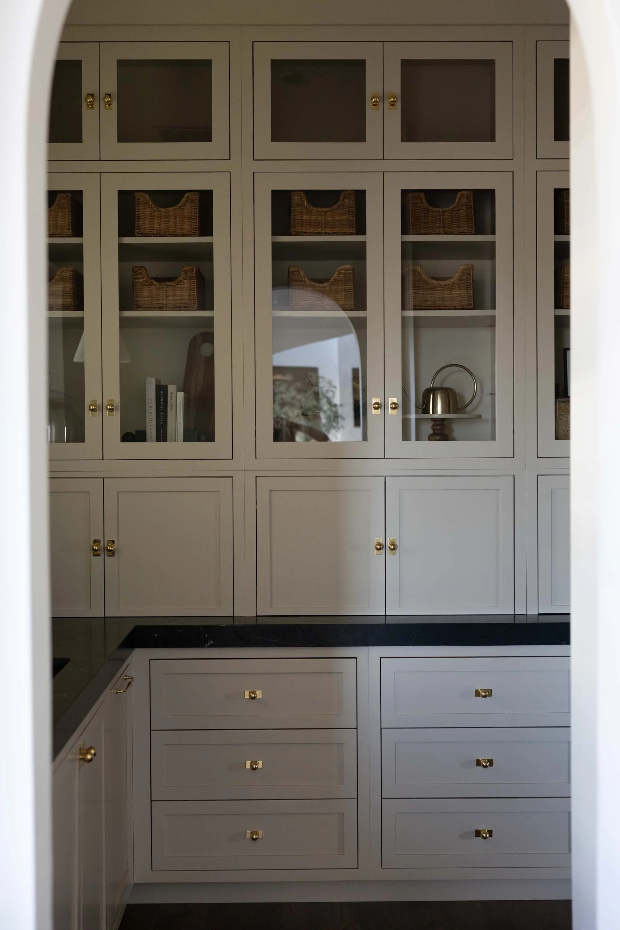 Cabinet hardware and stone samples
