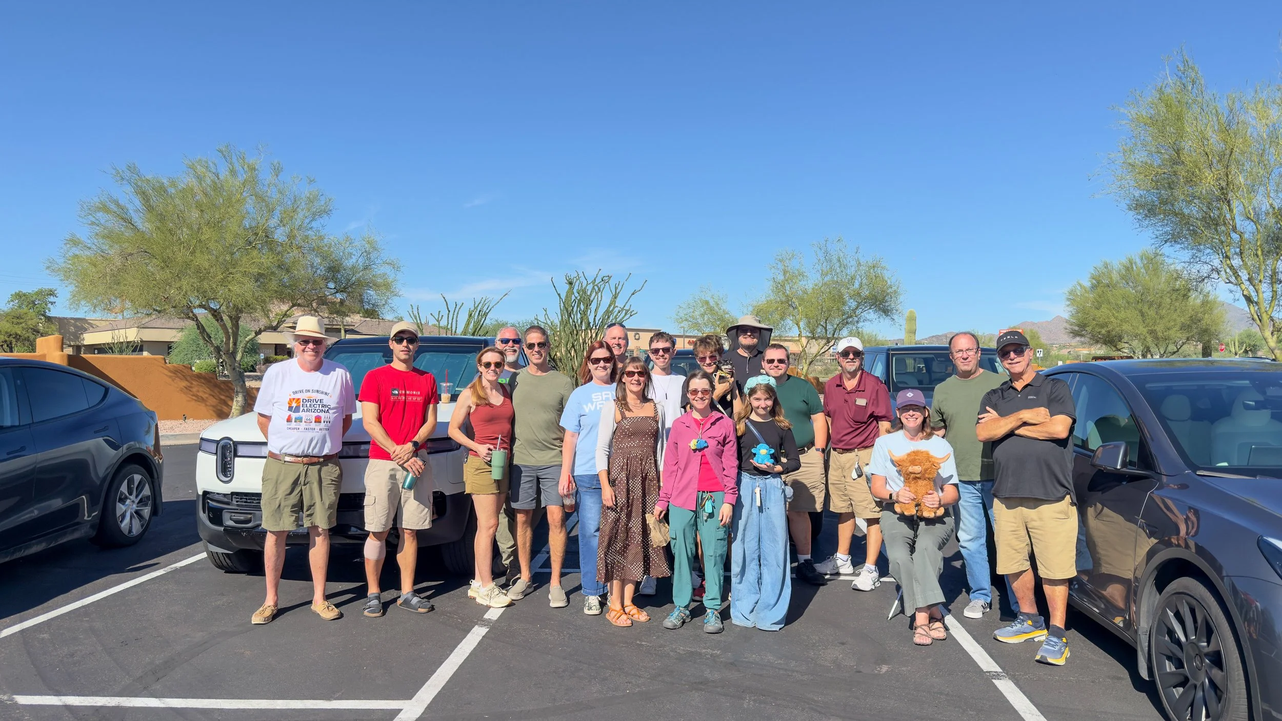 EV Rally to Payson and Pine participants gathering at Rainbow Donuts in Fountain Hills