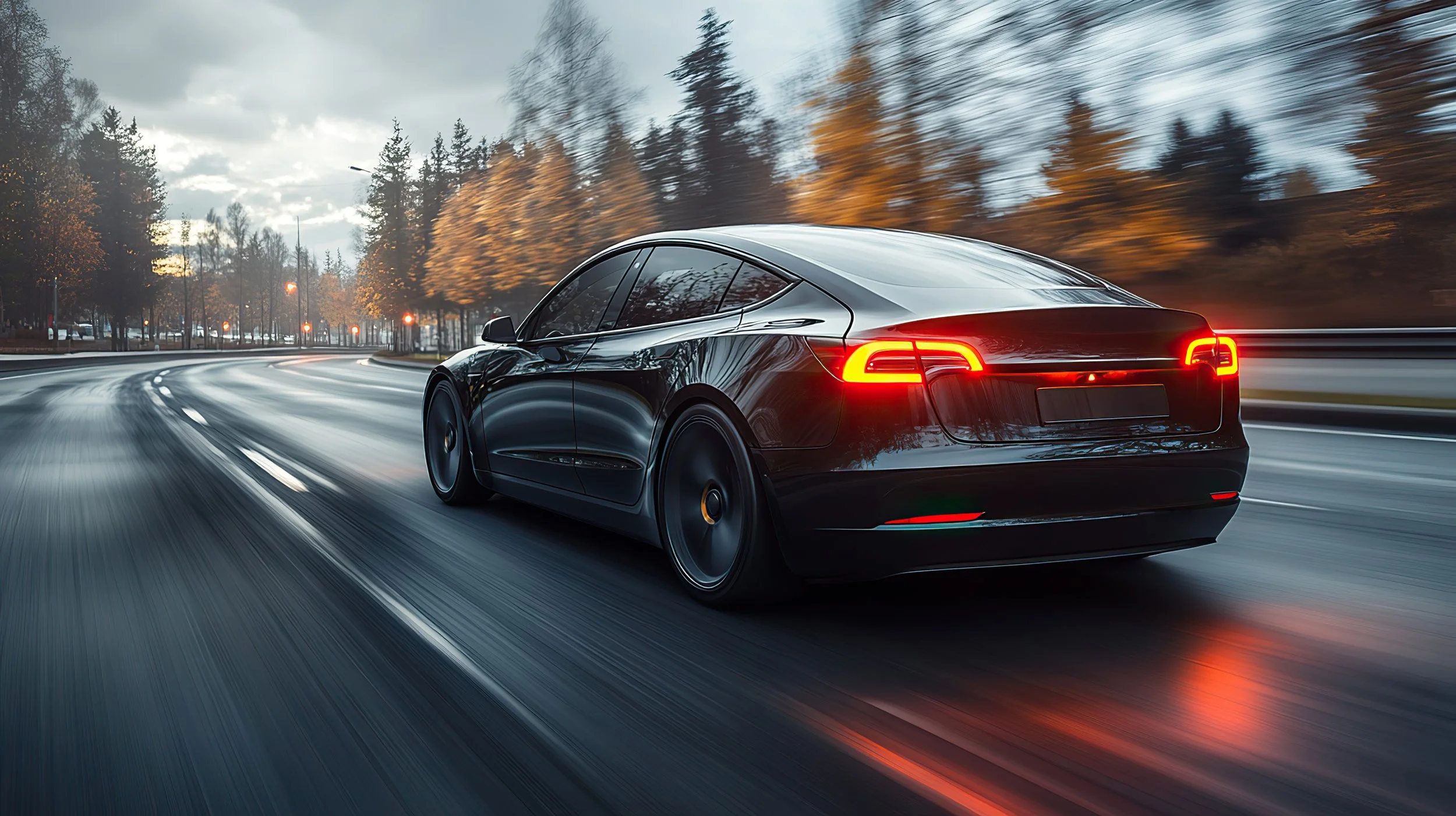 Fast electric vehicle driving at speed