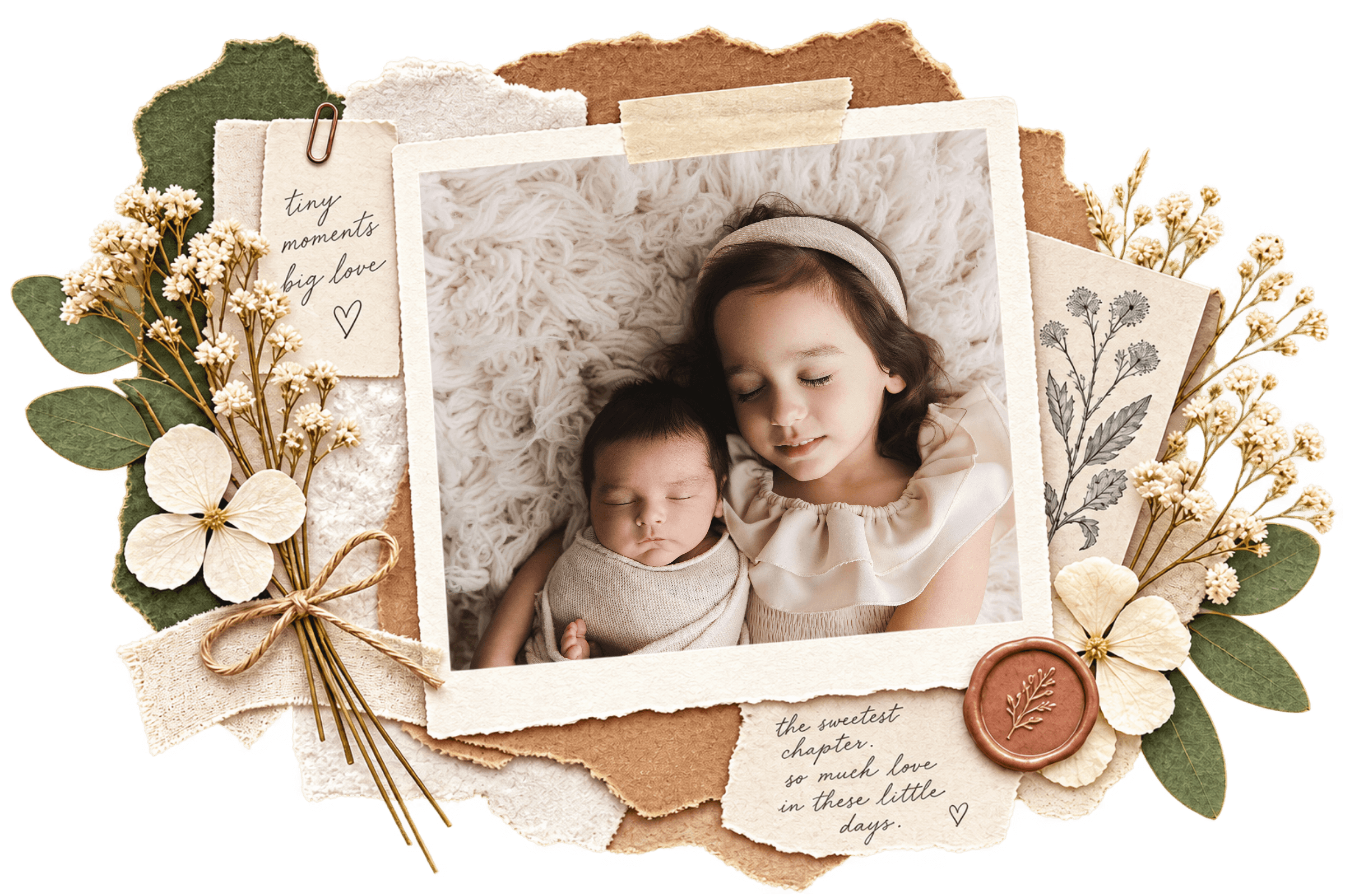 Lama's Littles baby photography collage featuring newborn, milestone, and first birthday photography in DFW