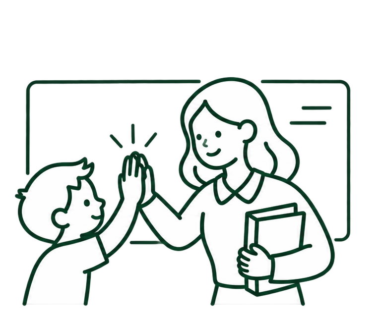 Illustration of a student high-fiving an educator