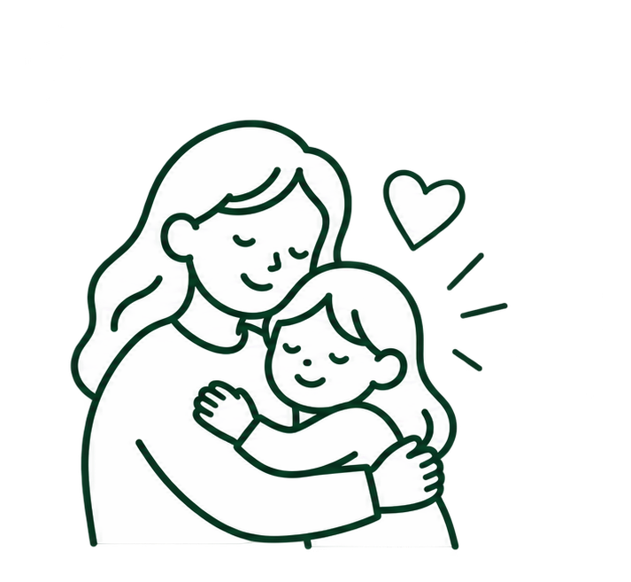 Illustration of a parent embracing a child