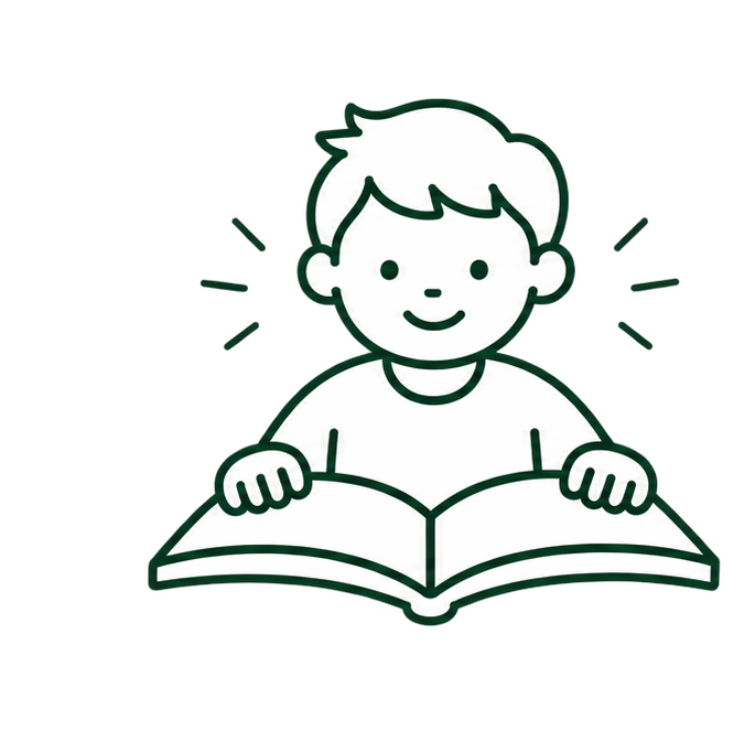 Illustration of a student reading a book