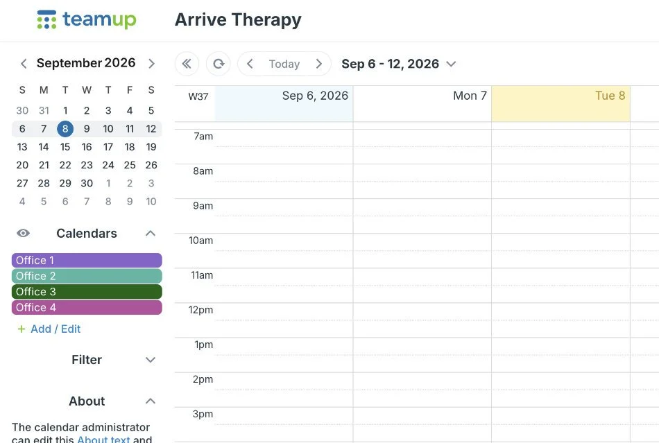 Blank calendar view