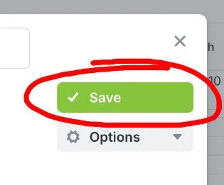 Saved event showing on the shared office calendar