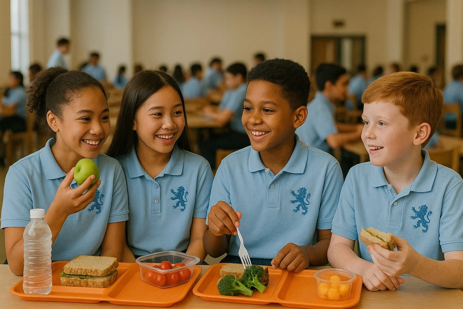 Pupils enjoying lunch together at ISJ