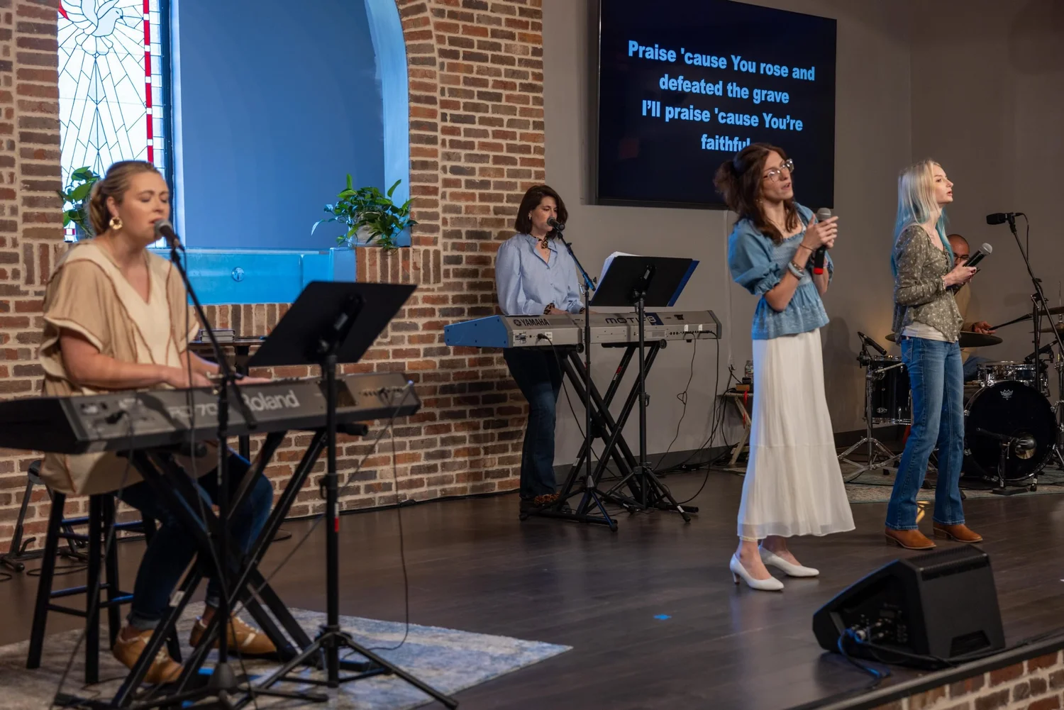The worship team leading on Sunday
