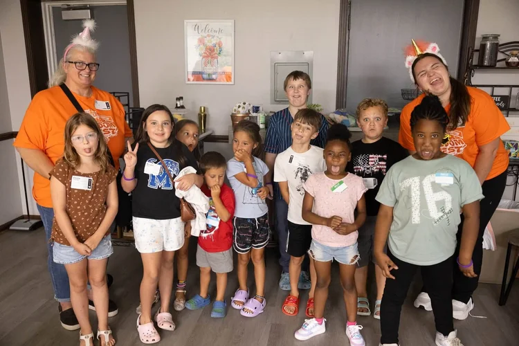 A group of kids and leaders at VBS