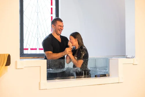 A baptism at Faith Assembly