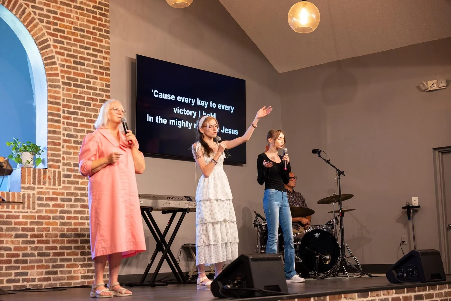 Worship team singing