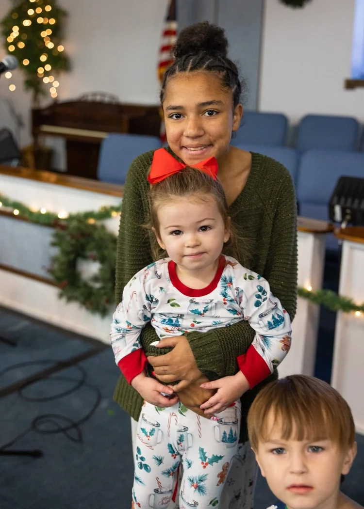 Kids in Christmas pajamas
