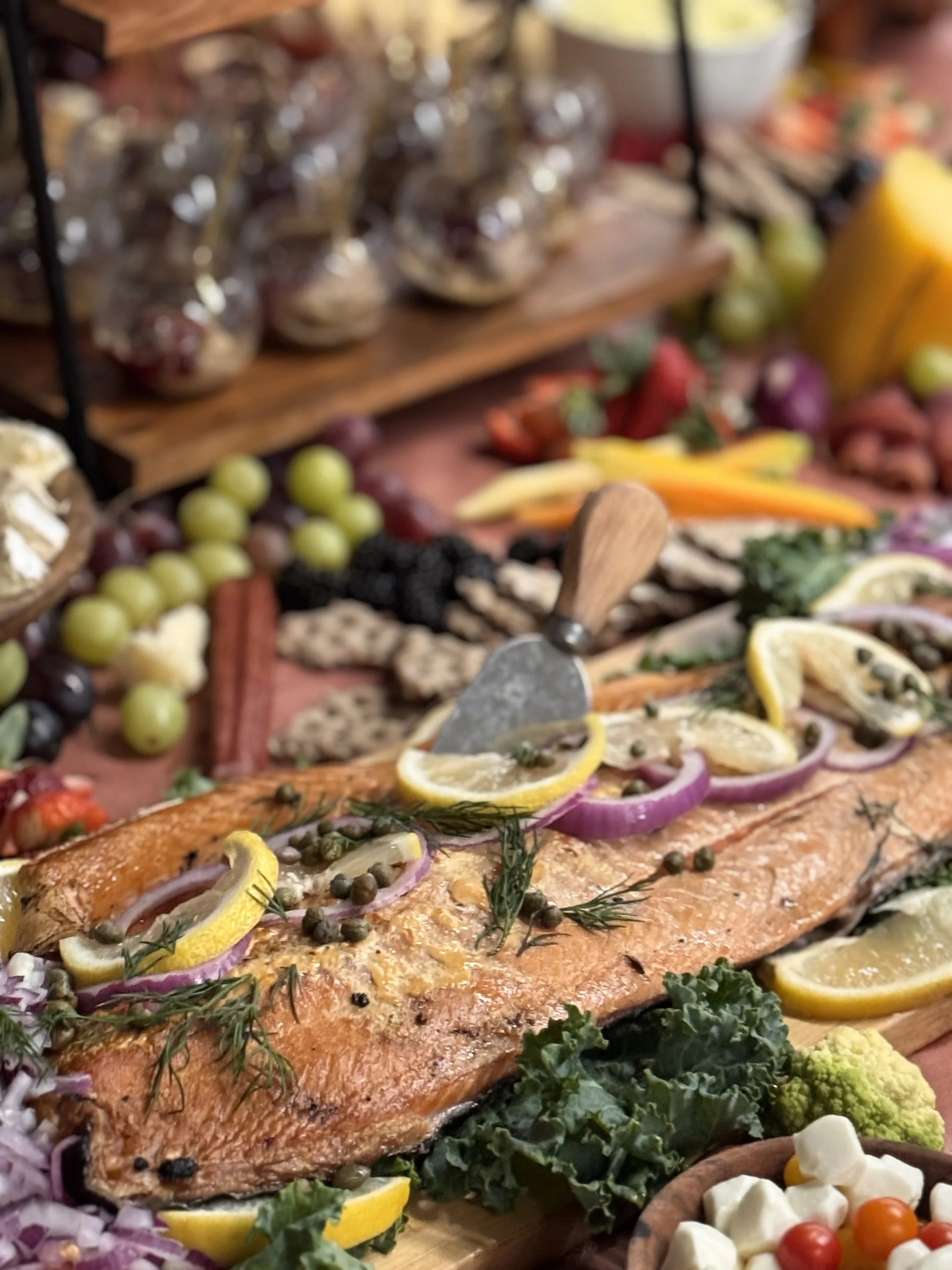 Finished salmon and grazing display created for the Fiskars 375th anniversary celebration