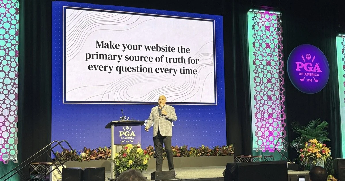 Mike Hendrix speaking on golf technology, SEO, AI, and digital hospitality