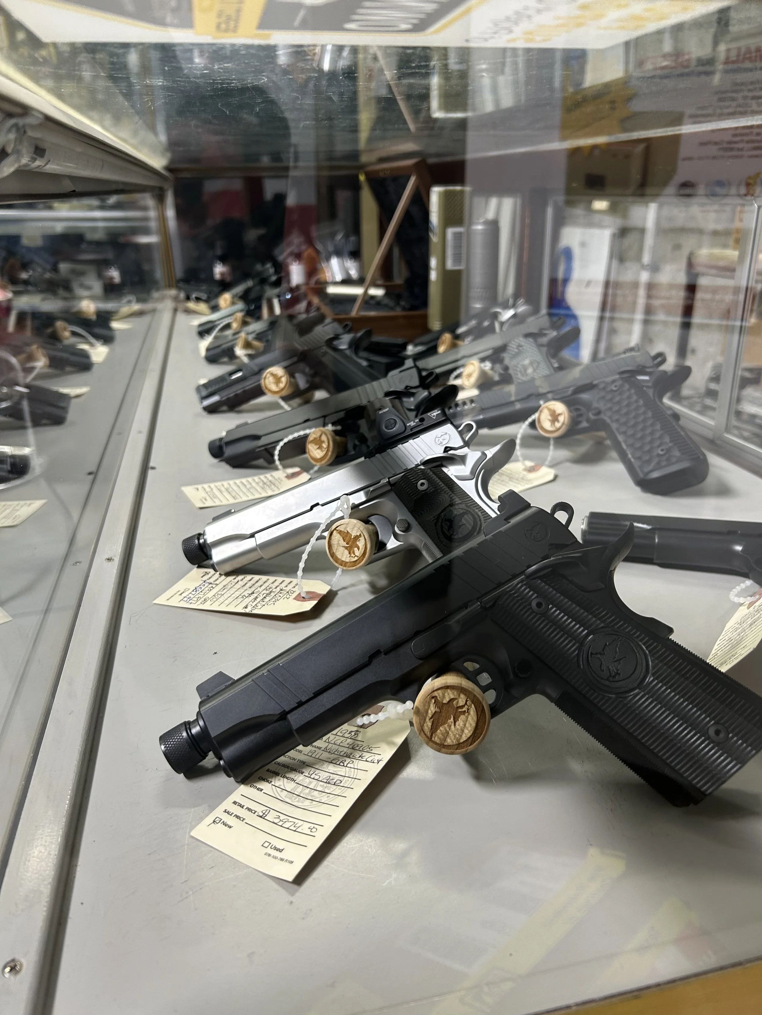 West Side Safe and Guns gun display case interior
