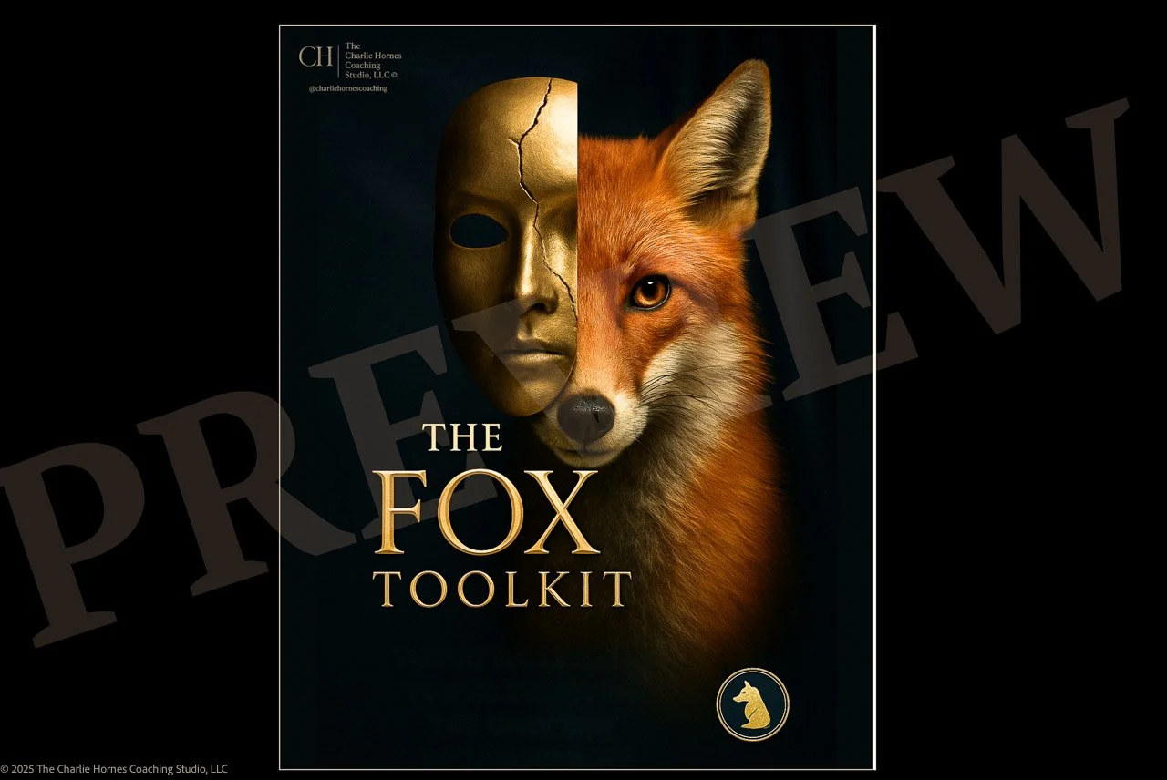 Fox Survival Guide cover — cinematic fox portrait with storm background and gold typography