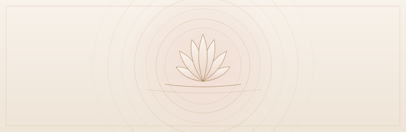 Leading Well: a gold line-art lotus within breath rings on ivory