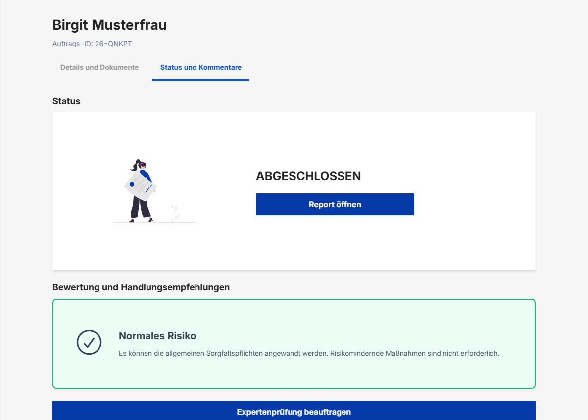 Positiver KYC-Check - AML desk