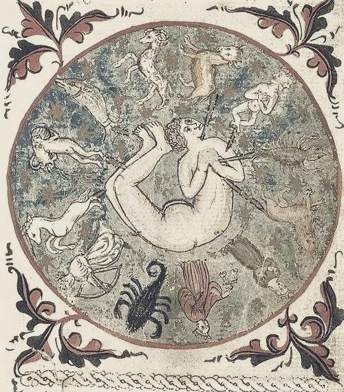 A medieval zodiac man illustration