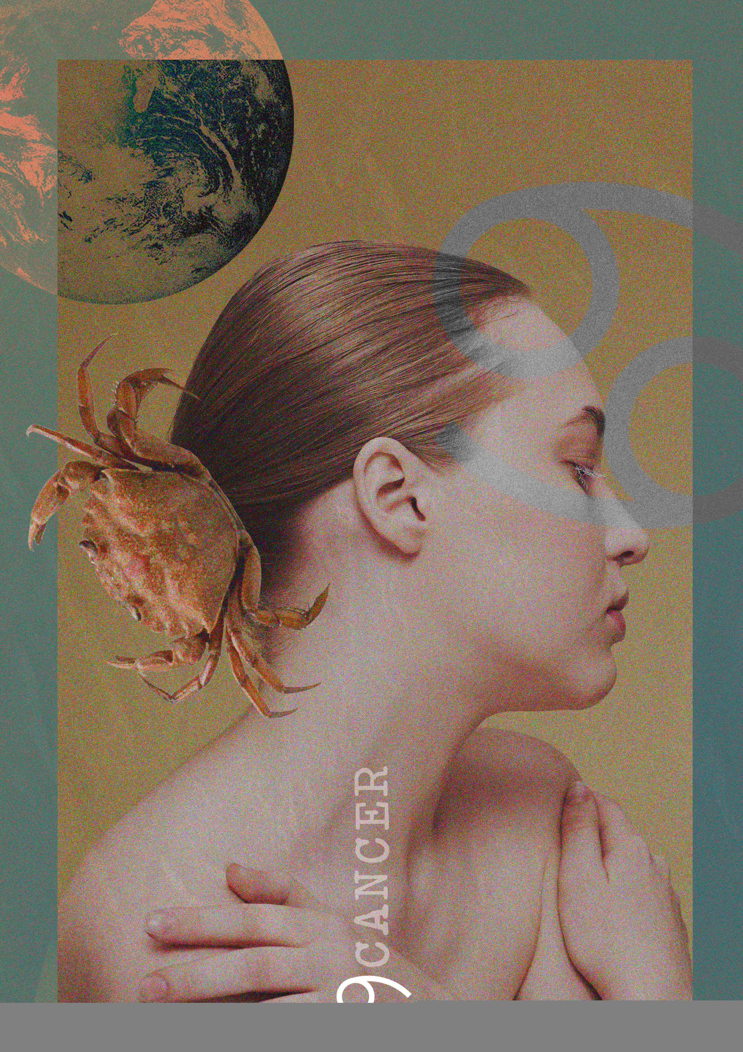 Cancer zodiac figure representing the Moon-ruled water constitution in medical astrology