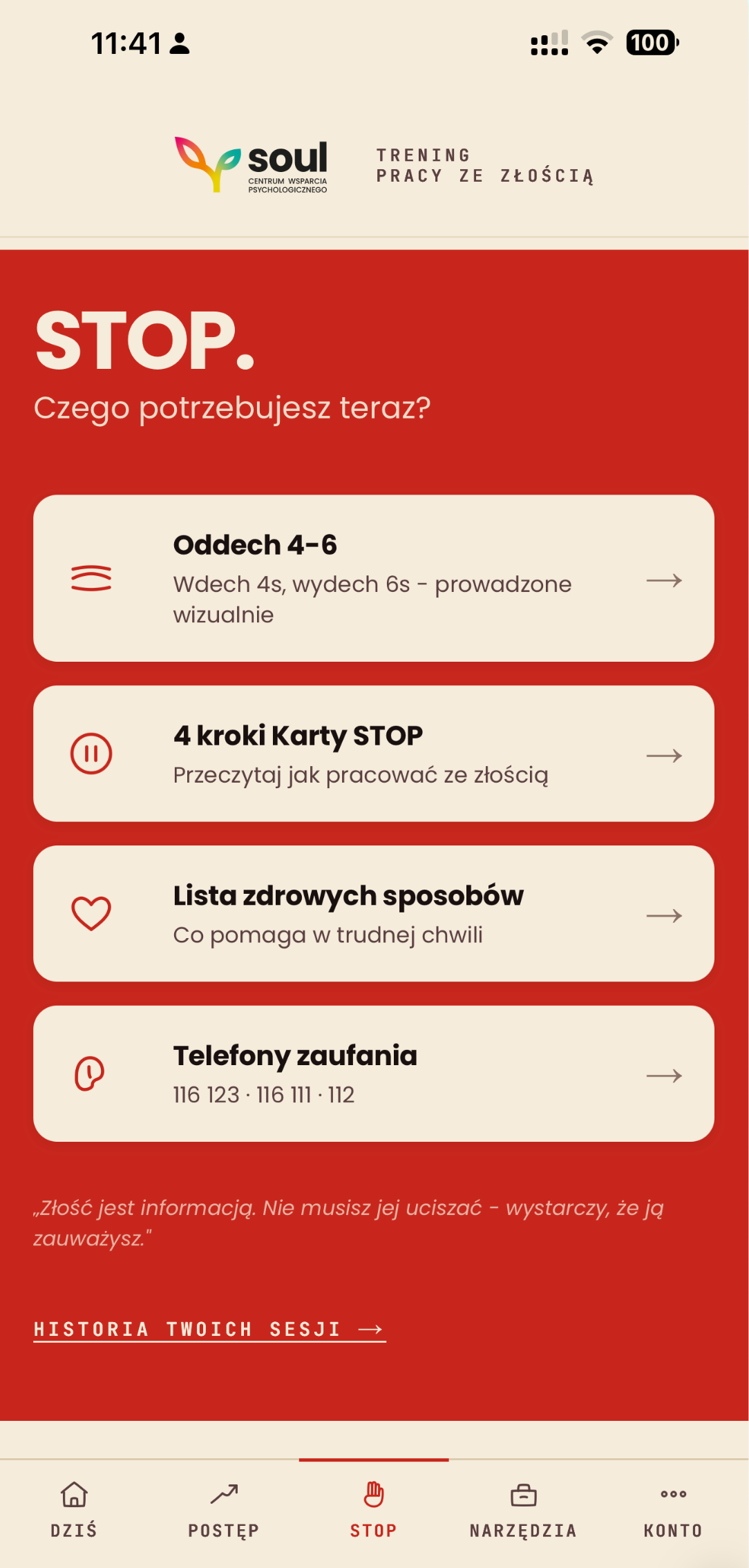 Aplikacja Soul - Mapa 28 dni i postęp