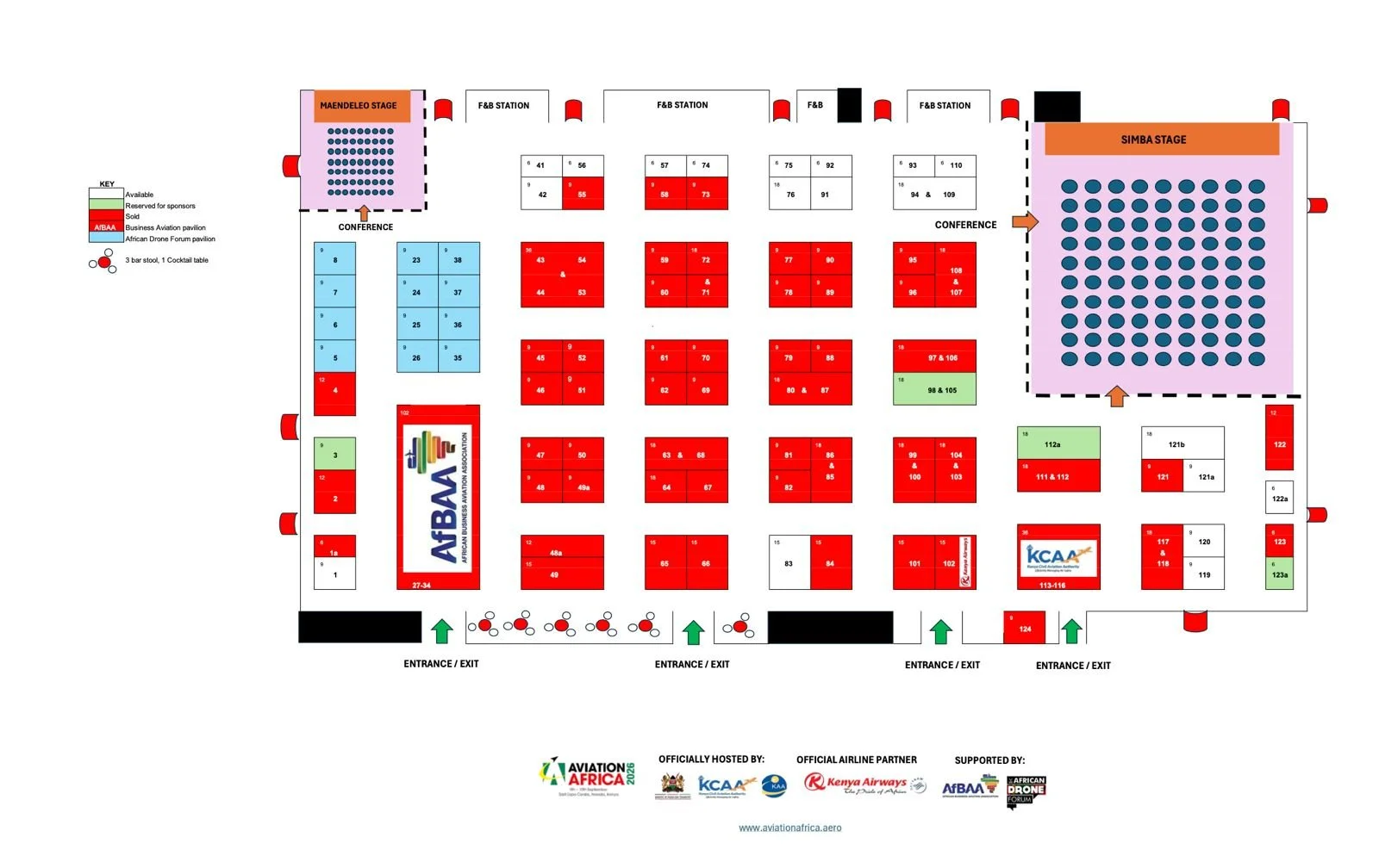 Sarit Expo Centre exhibition floor plan for Aviation Africa 2026