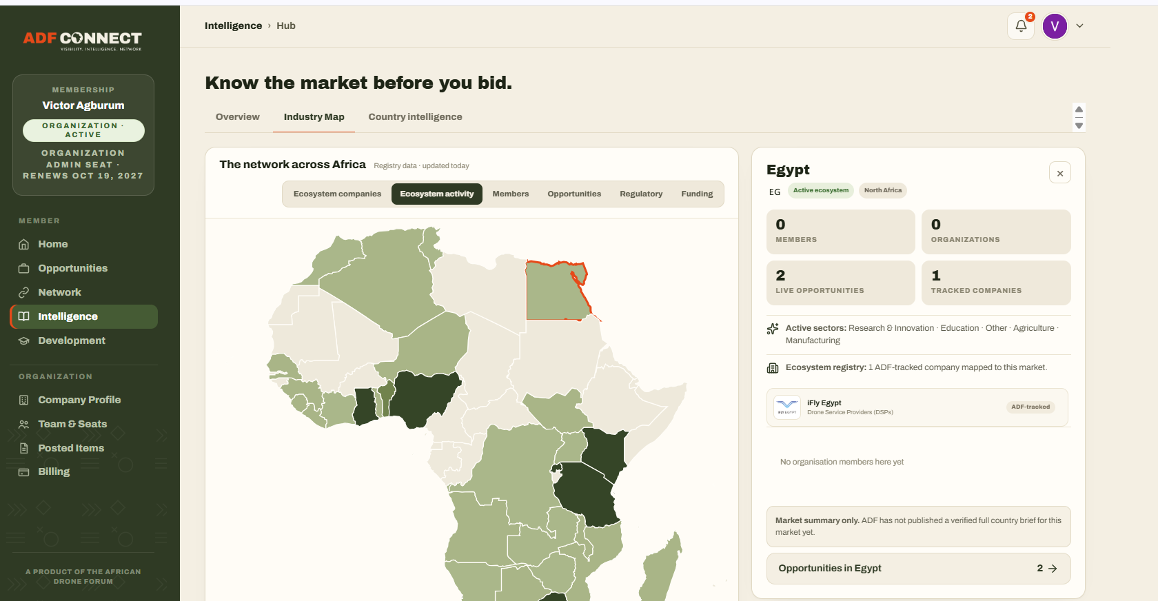 The African Drone Ecosystem Map in ADF Connect